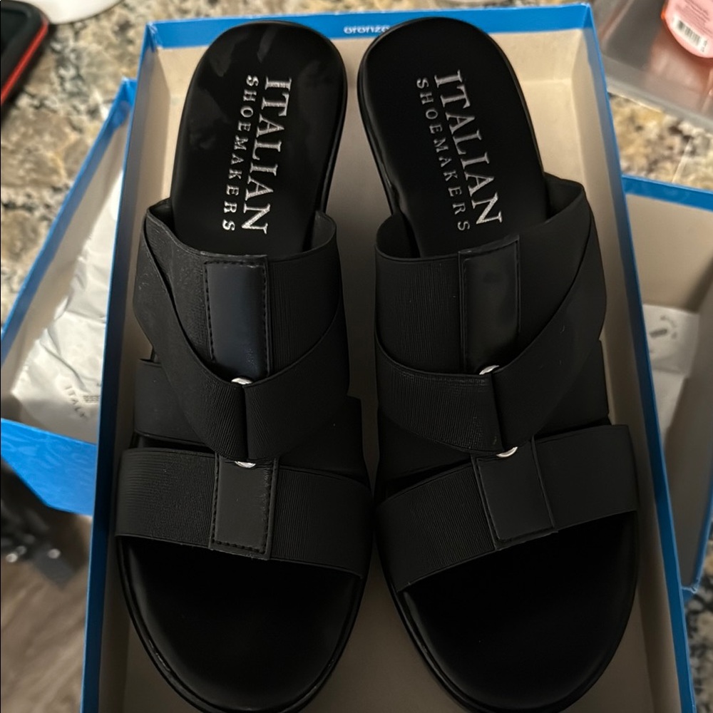 Italian Shoemakers Black Slide Sandals